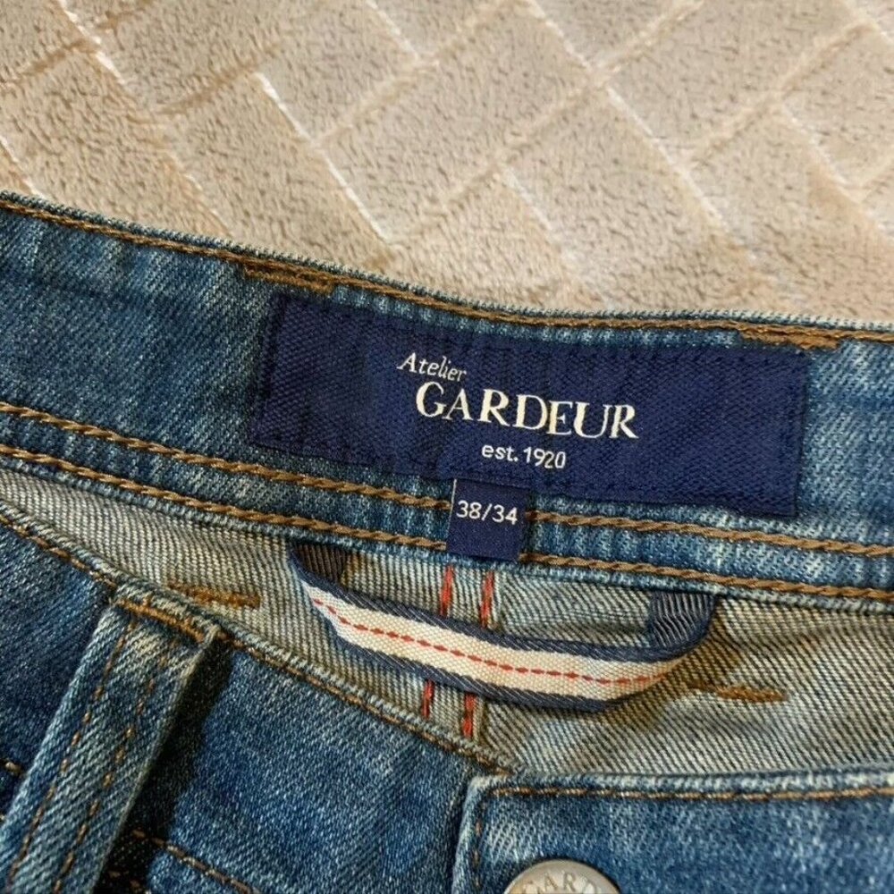 Atelier Gardeur Mens 38x34 Denim Jeans Blue Nigel Straight Medium Wash Stretch - Picture 4 of 16